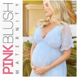 Pinkblush Light Blue Maternity Maxi Dress